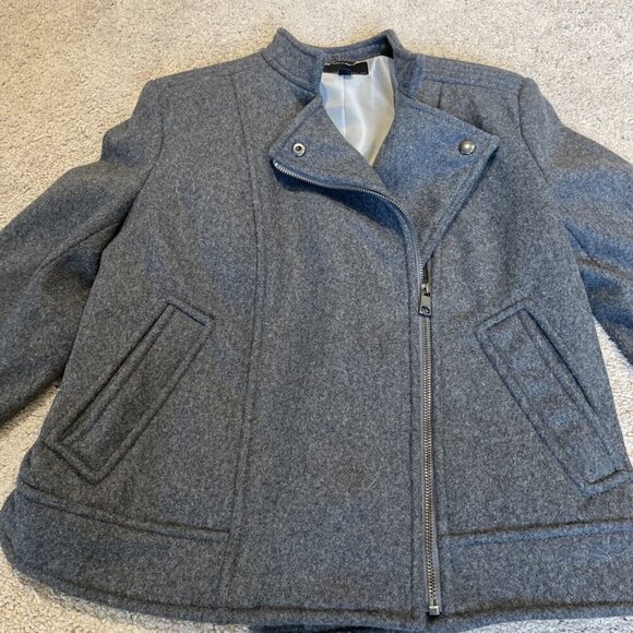 Mario Bellucci Banana Republic Moto Jacket Women's M Gray Zip Front Wool Blend - Picture 7 of 14